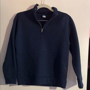 Boys Navy Quarter-Zip Fleece Pullover Sweater